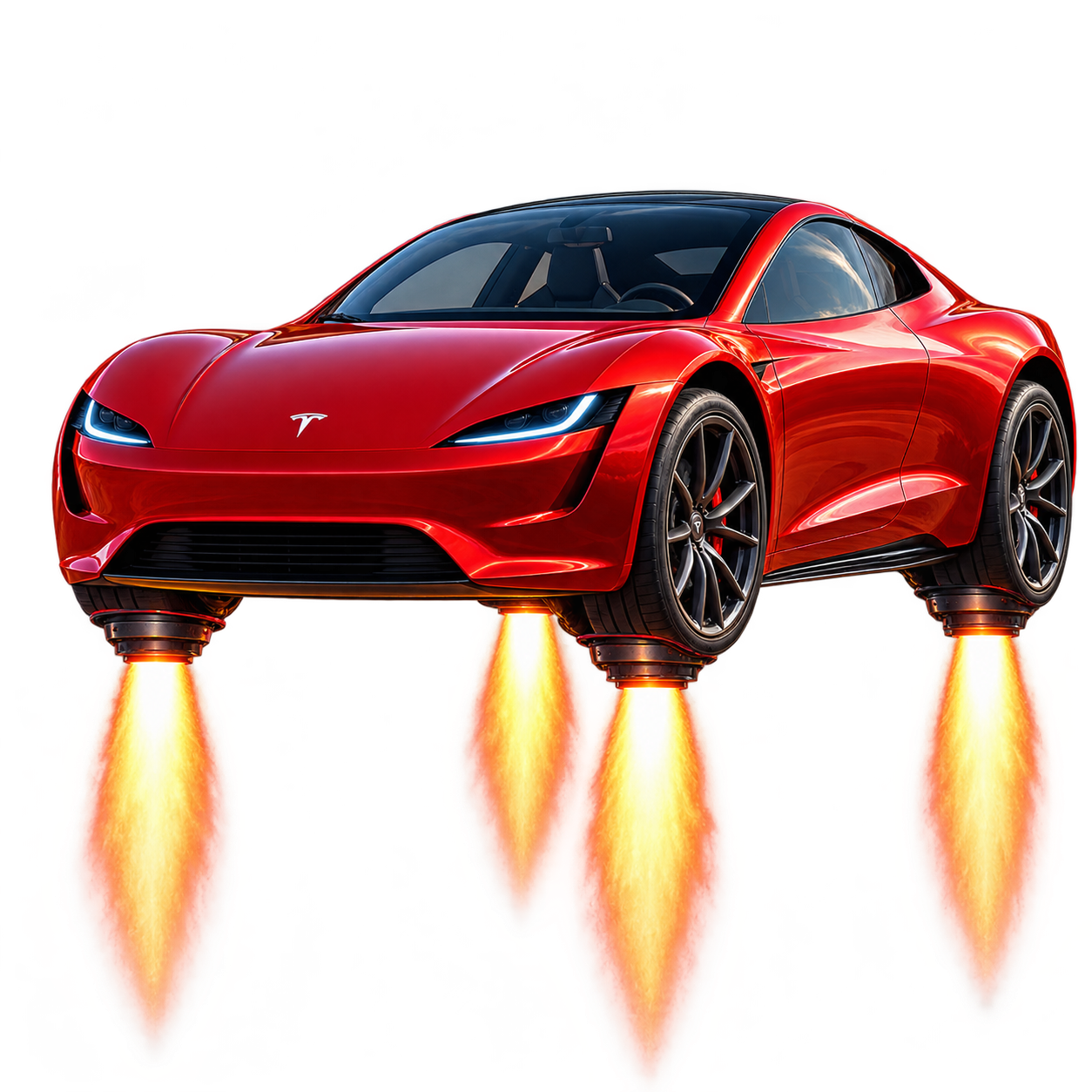 Flying Tesla Roadster community artwork